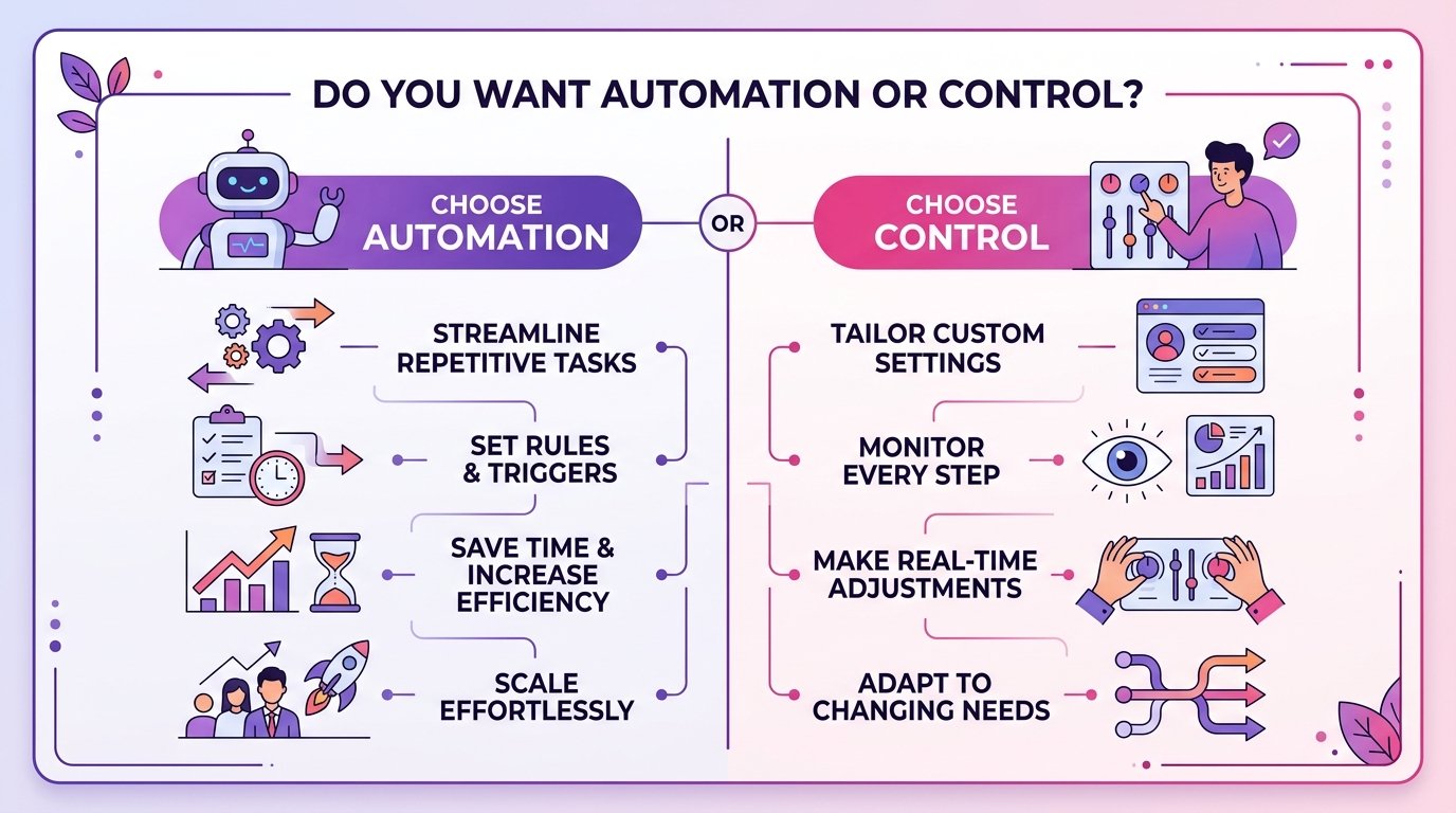 Decision tree for choosing Motion vs Sunsama based on automation or control